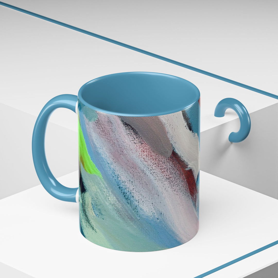 Abstract Brushstroke Accent Coffee Mug — Red, Blue & Teal Artistic Ceramic Mug (11/15oz)