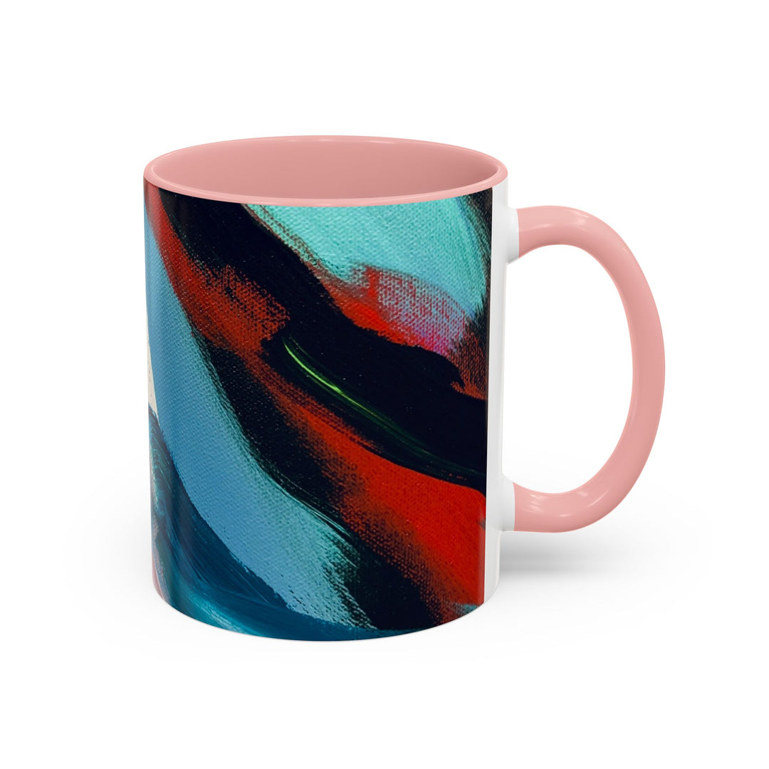 Abstract Brushstroke Accent Coffee Mug — Red, Blue & Teal Artistic Ceramic Mug (11/15oz)