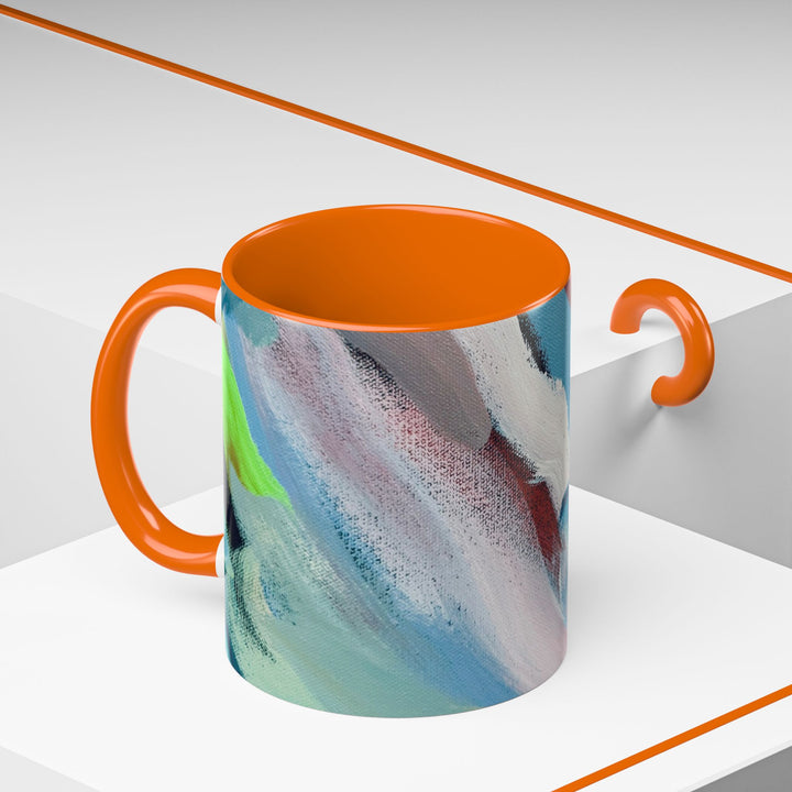 Abstract Brushstroke Accent Coffee Mug — Red, Blue & Teal Artistic Ceramic Mug (11/15oz)