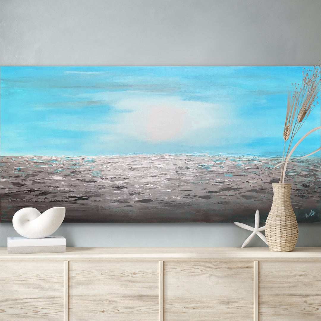 Sea and Sky - Custom Art - Coastal art, seascape painting, Abstract painting, Minimalist Art, Framed painting, Wall Art, Wall Decor, Large painting, Local Artist