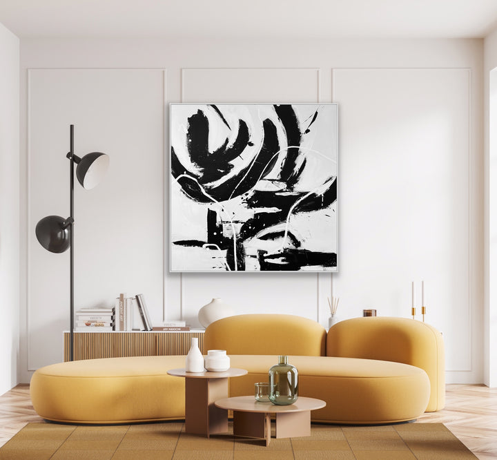 vibrant abstract composition with a dynamic blend of bright blues, reds, oranges, and yellows