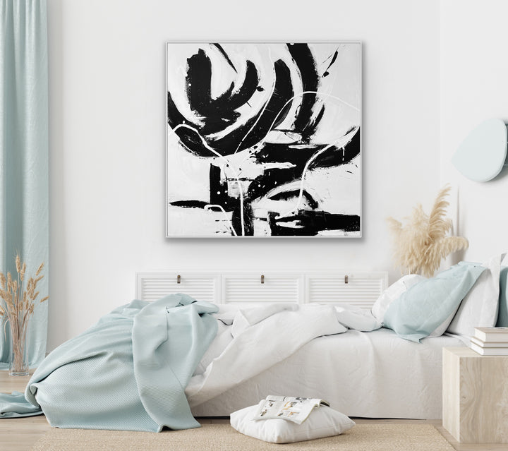 vibrant abstract composition with a dynamic blend of bright blues, reds, oranges, and yellows