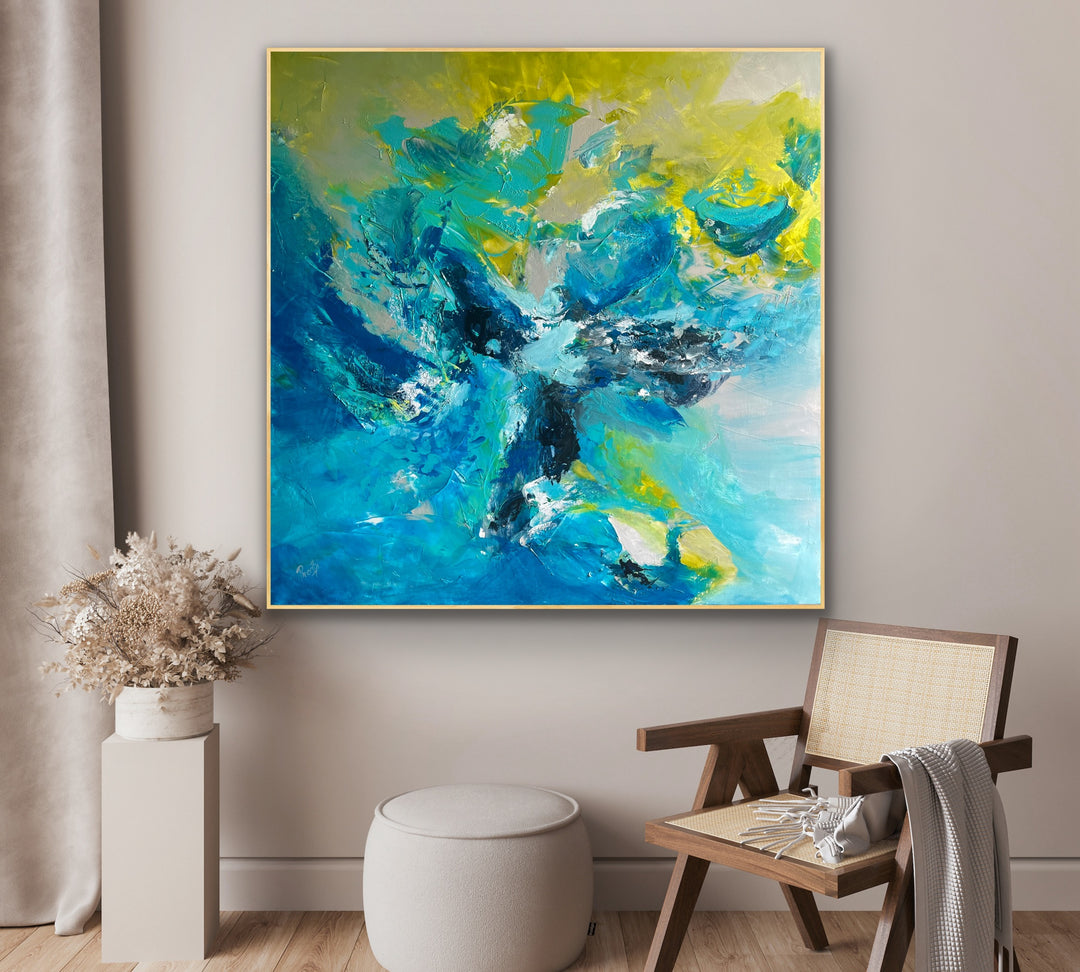 Coral bay - 48x48 - Abstract painting, Modern Art, Wall art, Canvas painting, Framed art, Minimalist art