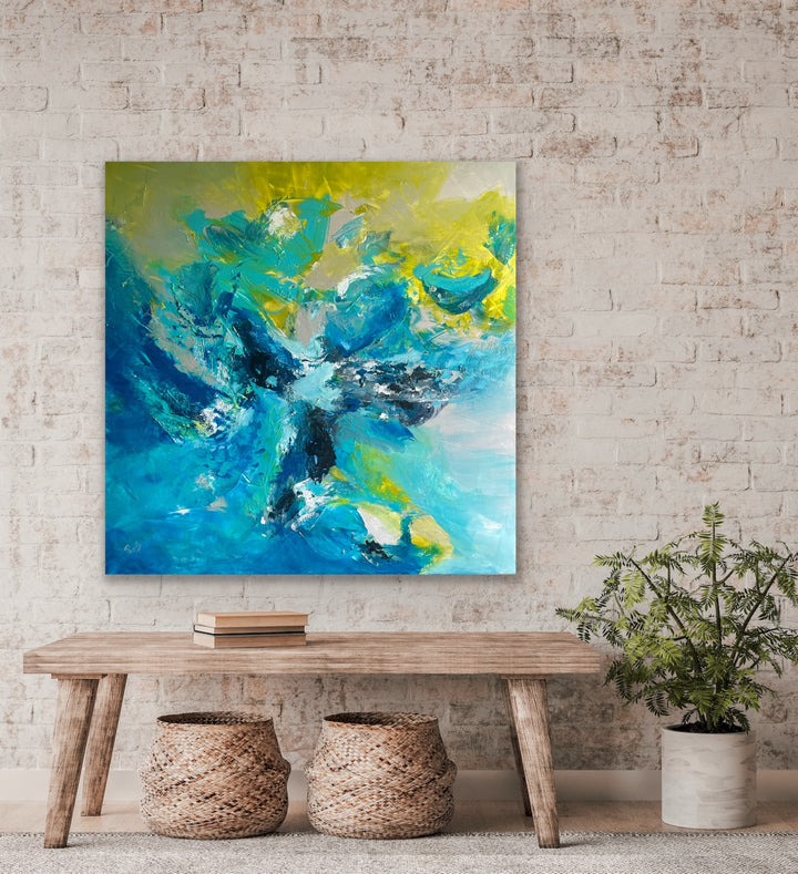 Coral bay - 48x48 - Abstract painting, Modern Art, Wall art, Canvas painting, Framed art, Minimalist art