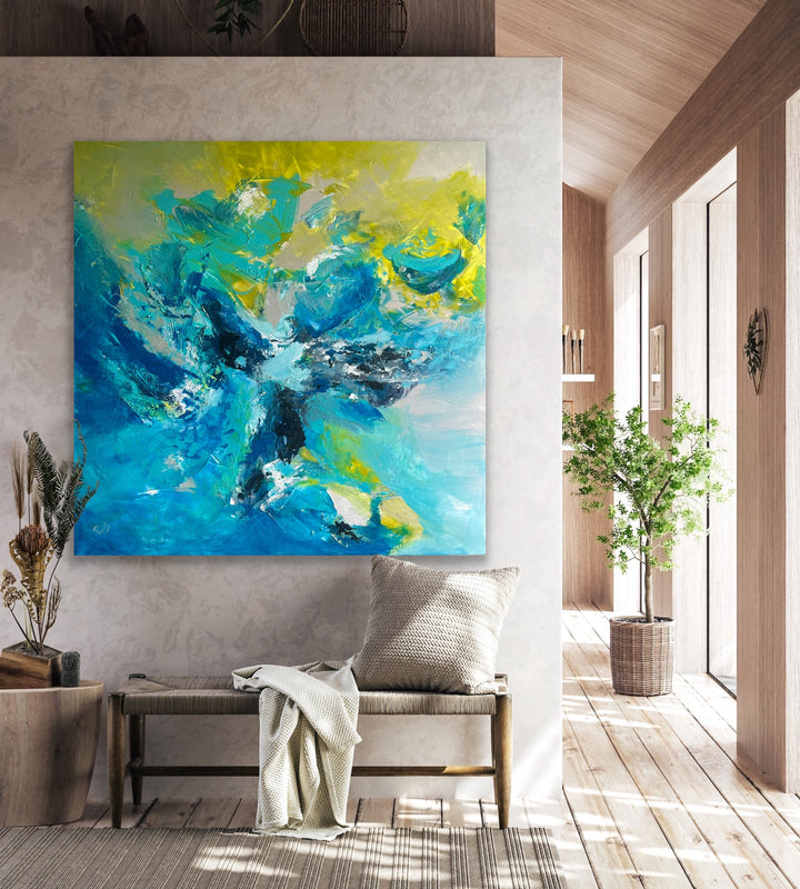 Coral bay - 48x48 - Abstract painting, Modern Art, Wall art, Canvas painting, Framed art, Minimalist art