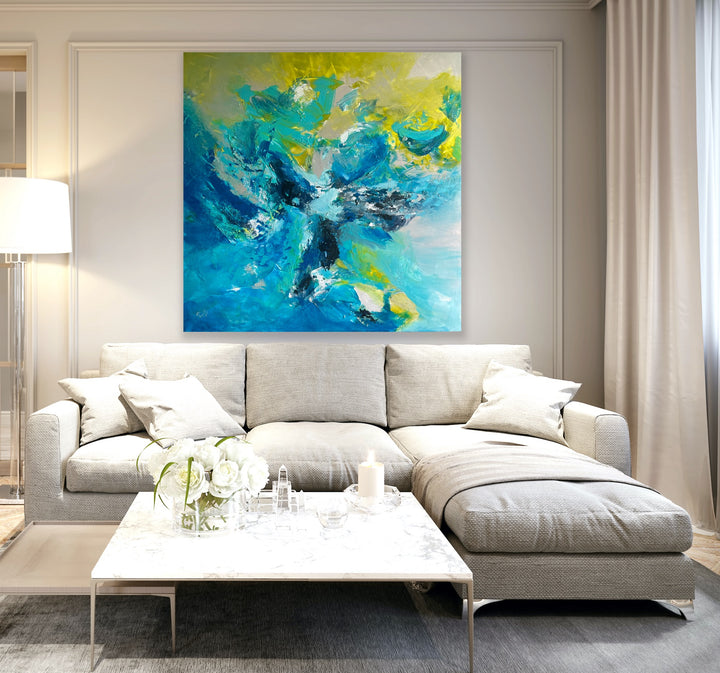 Coral bay - 48x48 - Abstract painting, Modern Art, Wall art, Canvas painting, Framed art, Minimalist art