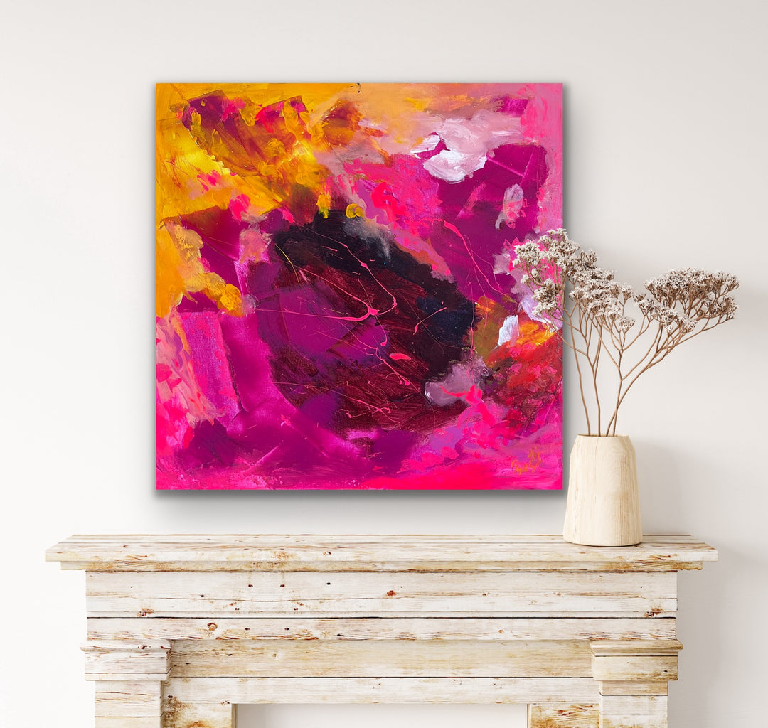 Dancing Colors 1 - 24x24 - Abstract painting, Modern Art, Wall art, Canvas painting, Framed art, Minimalist art