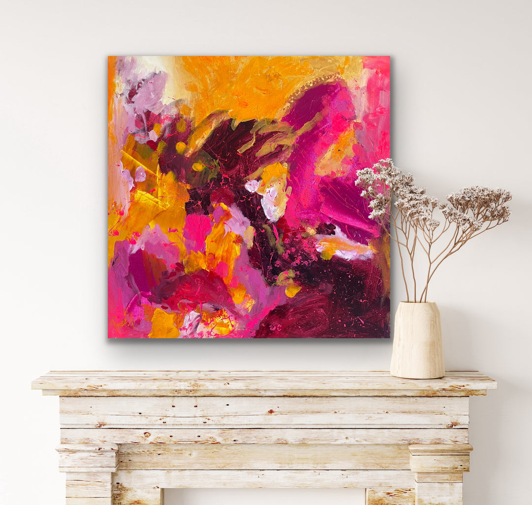 Dancing Colors 2 - 24x24 - Abstract painting, Modern Art, Wall art, Canvas painting, Framed art, Minimalist art