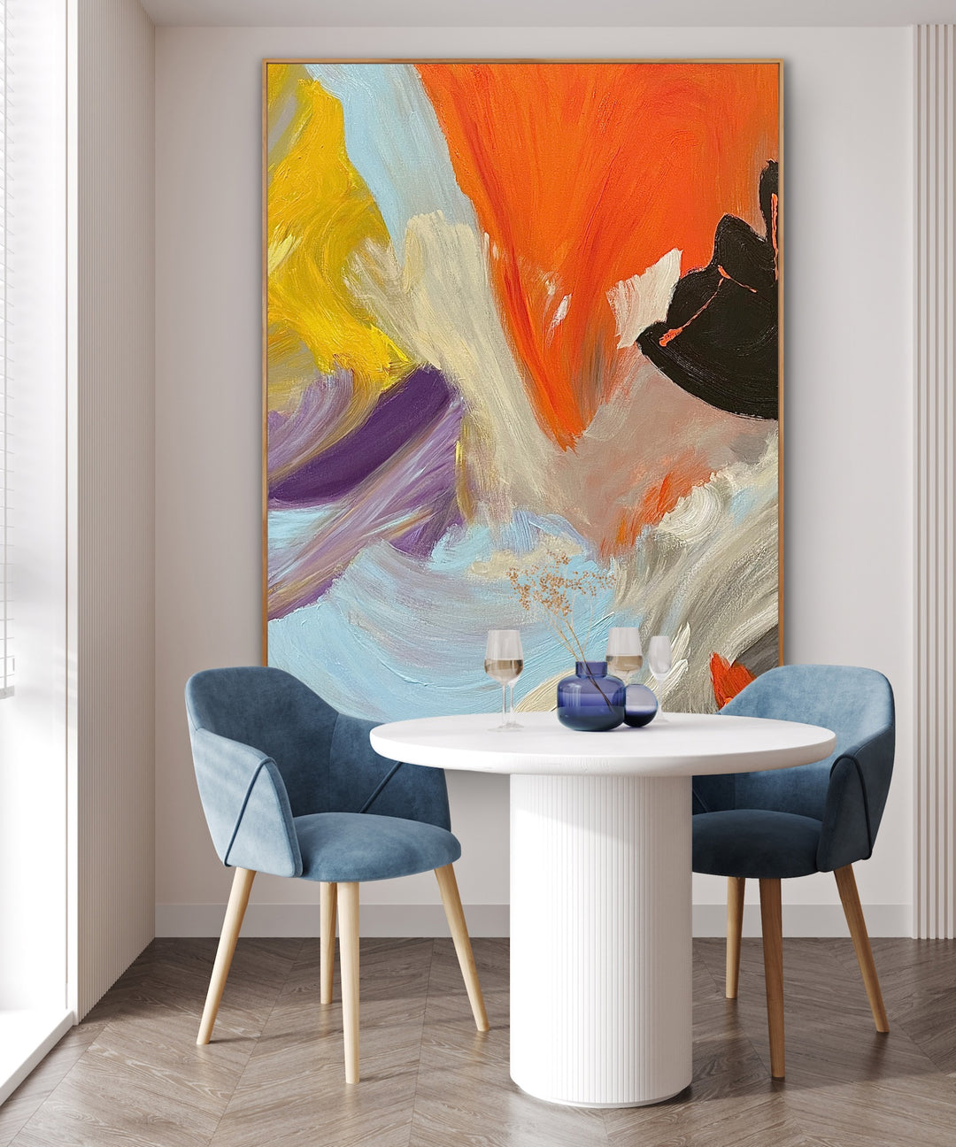 Ocean Sun  - Abstract Painting, Minimalist Art, Framed art Wall Art, Modern art