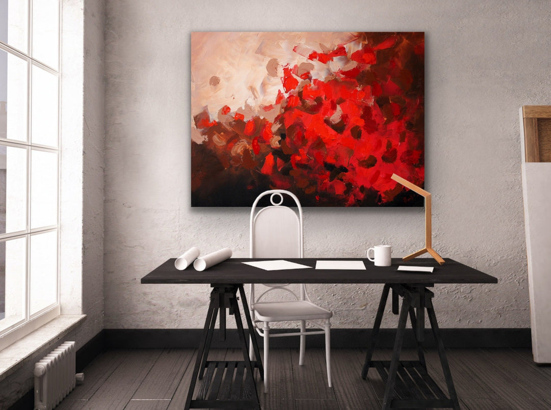 Redsky - 30x40 - Abstract painting, Modern Art, Wall art, Canvas painting, Framed art, Minimalist art