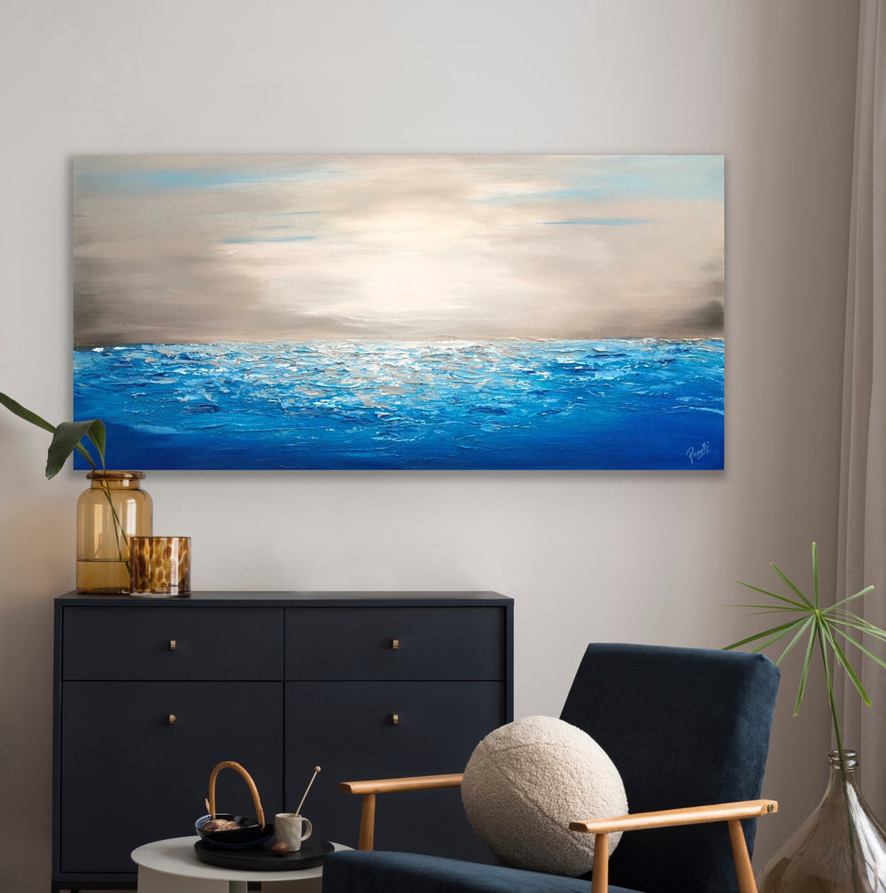 Coastal 4 - 24x48 - Abstract painting, Modern Art, Wall art, Canvas painting, Framed art, Minimalist art