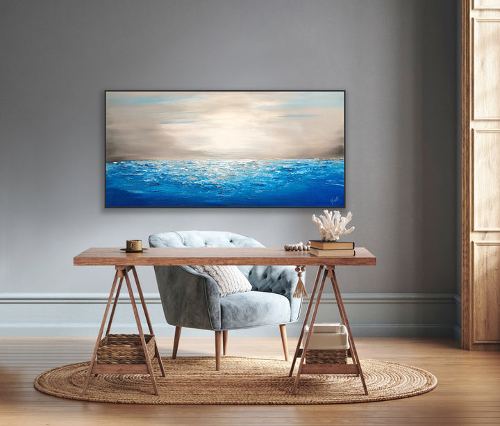 Coastal 4 - 24x48 - Abstract painting, Modern Art, Wall art, Canvas painting, Framed art, Minimalist art