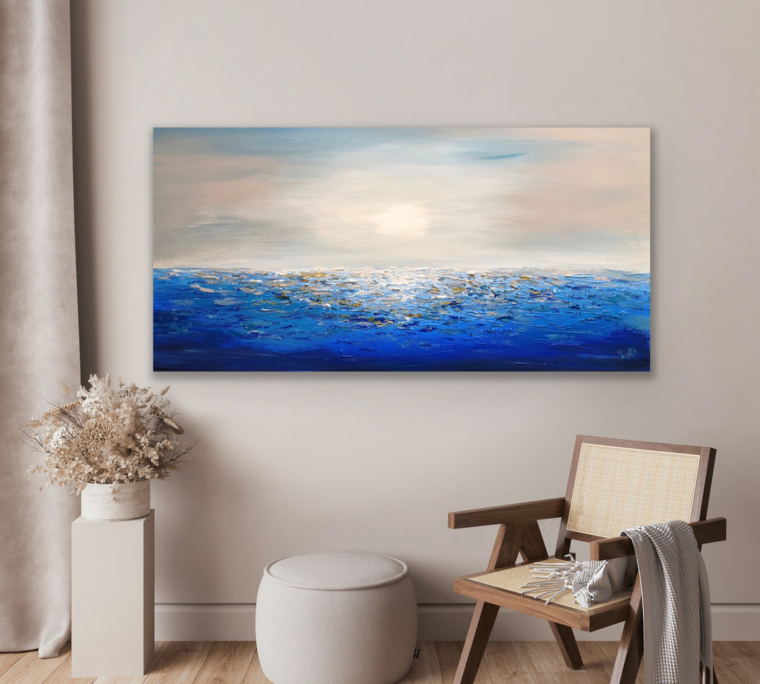 Coastal 3 - 24x48 - Abstract painting, Modern Art, Wall art, Canvas painting, Framed art, Minimalist art