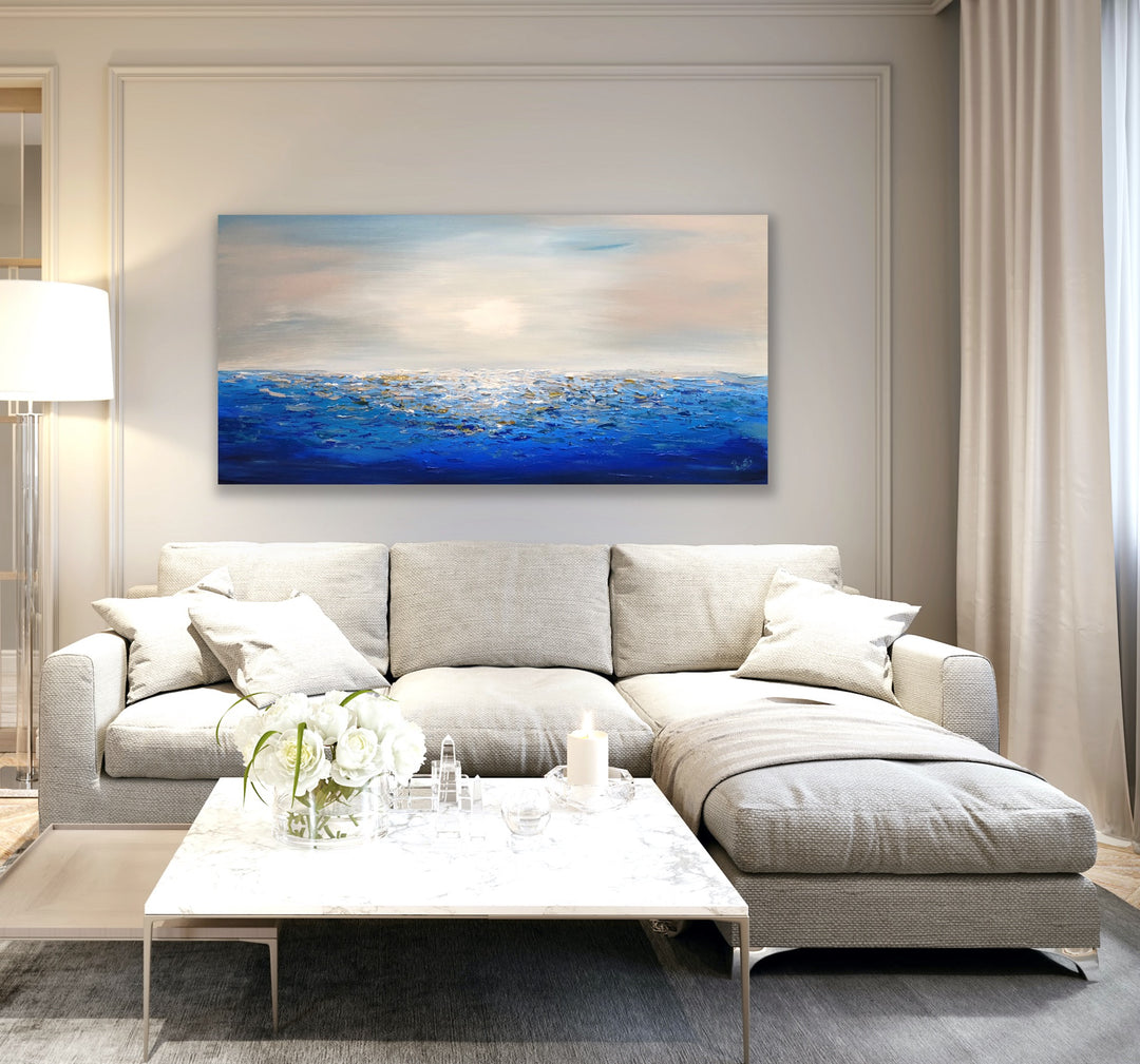 Coastal 3 - 24x48 - Abstract painting, Modern Art, Wall art, Canvas painting, Framed art, Minimalist art