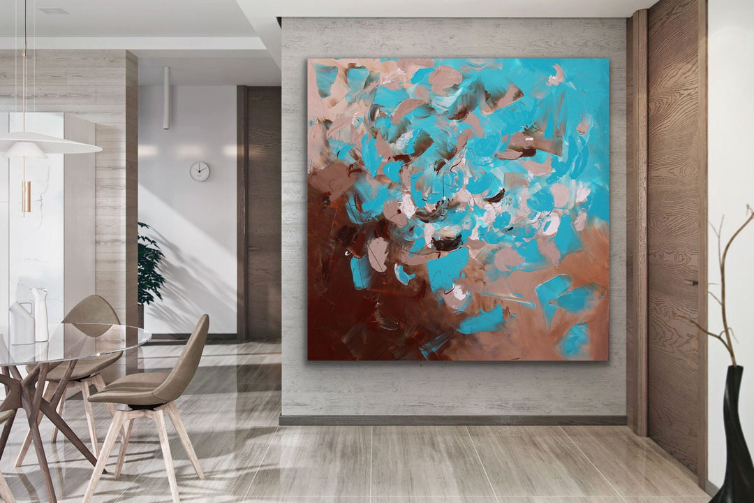 Aquamarine  - Original Contemporary Modern Abstract Paintings by Preethi Arts