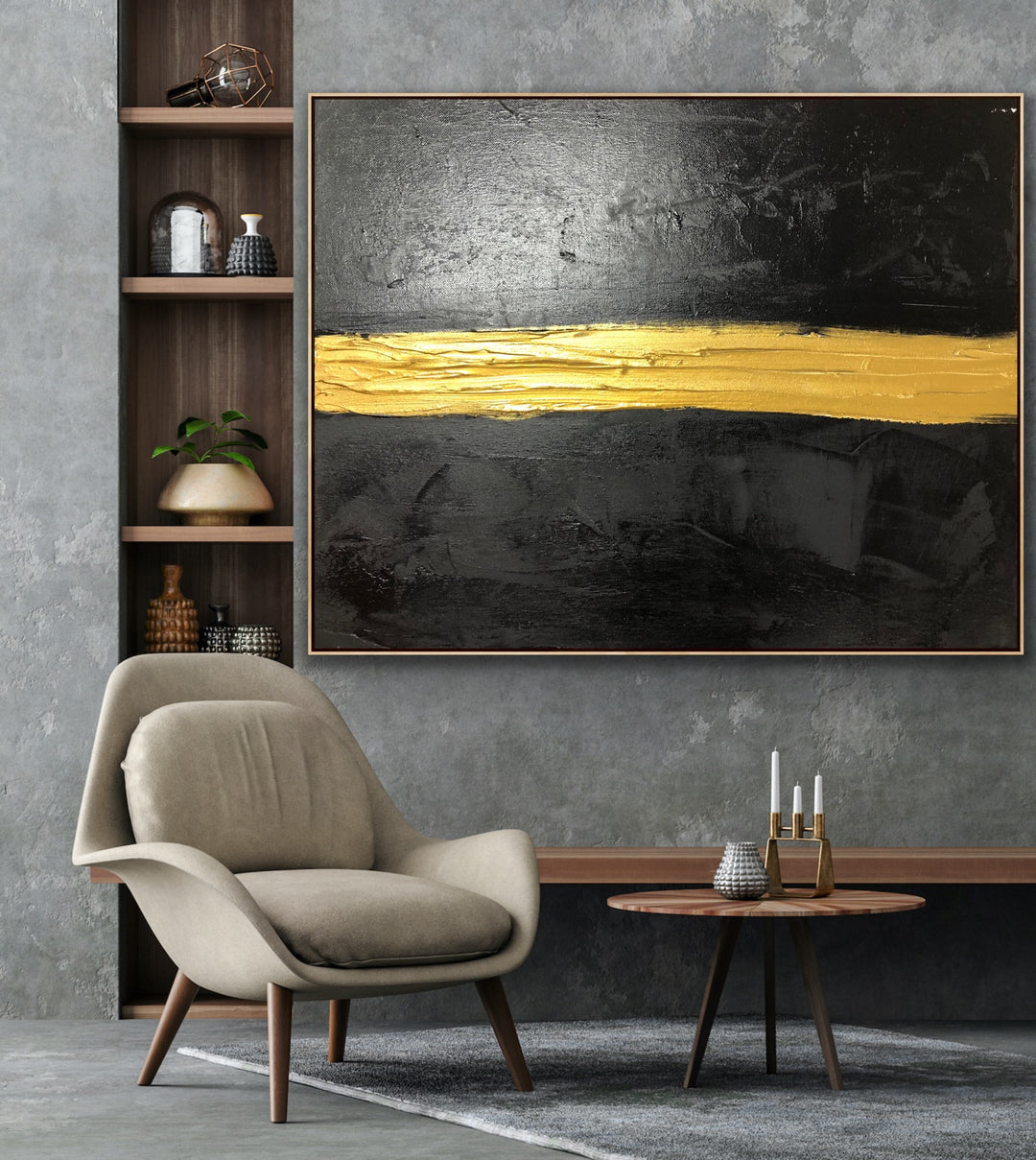 Gold Line - Custom Art - Large wall art minimalist art 