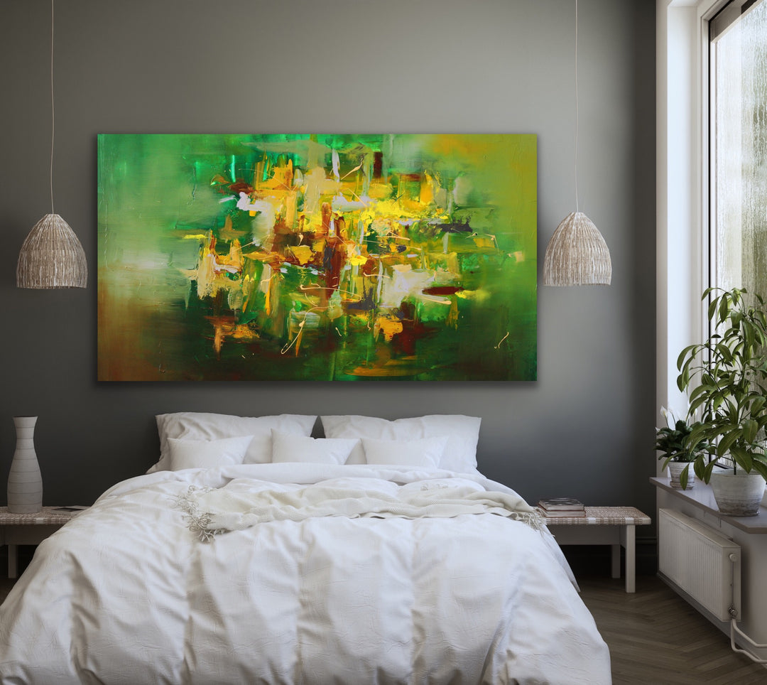 Emerald  - Original Contemporary Modern Abstract Paintings by Preethi Arts