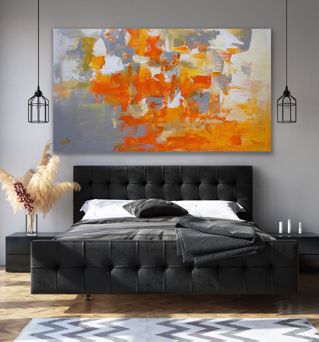 Fire Mountain  - Original Contemporary Modern Abstract Paintings by Preethi Arts