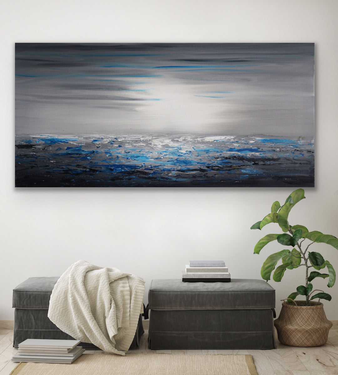 Silent lake  - Original Contemporary Modern Abstract Paintings by Preethi Arts
