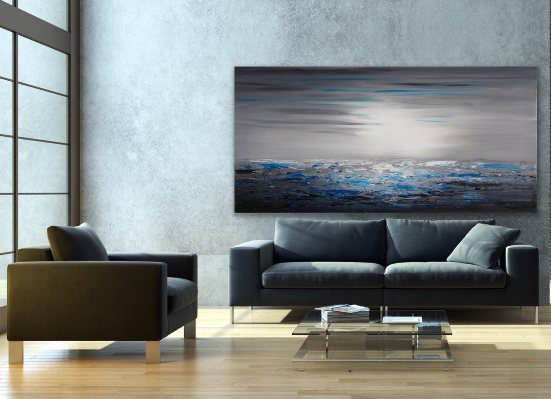 Silent lake - Custom Art - Original Contemporary Modern Abstract Paintings by Preethi Arts