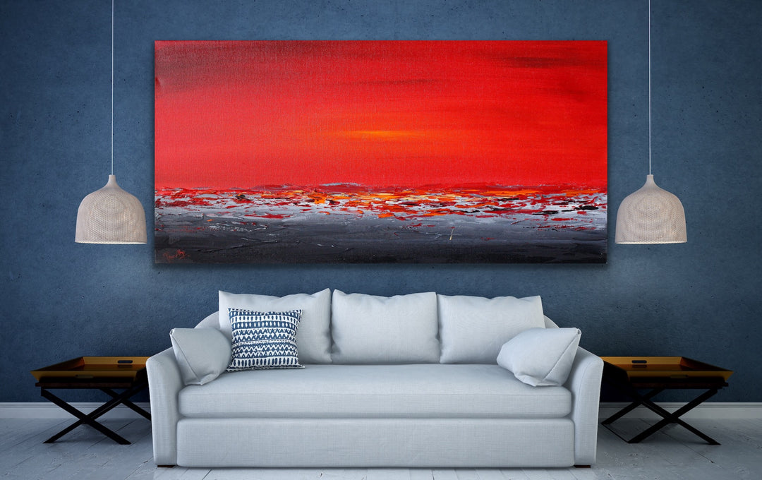 Sunset sea 7 - Custom Art - Original Contemporary Modern Abstract Paintings by Preethi Arts