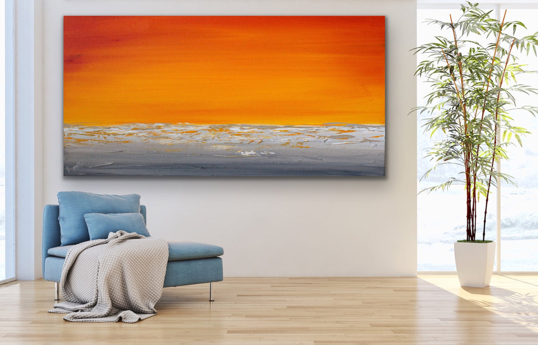 Sunset shore - Custom Art - Original Contemporary Modern Abstract Paintings by Preethi Arts