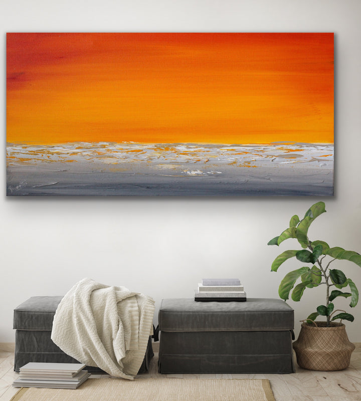 Sunset shore - Custom Art - Original Contemporary Modern Abstract Paintings by Preethi Arts