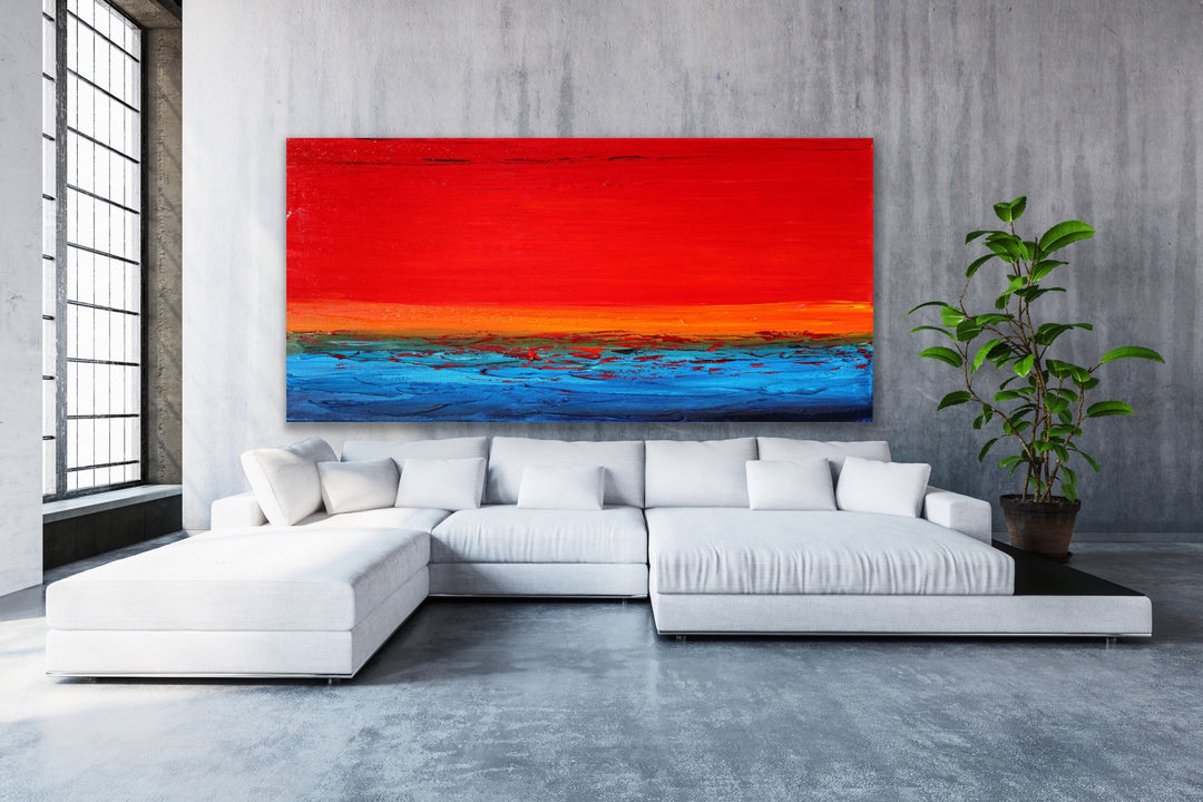 Sunset sea - Custom Art - Original Contemporary Modern Abstract Paintings by Preethi Arts