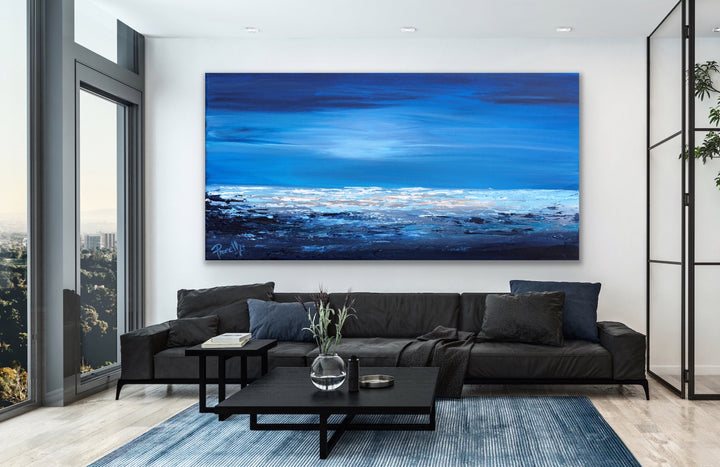 Blue Shore - Custom Art - Original Contemporary Modern Abstract Paintings by Preethi Arts