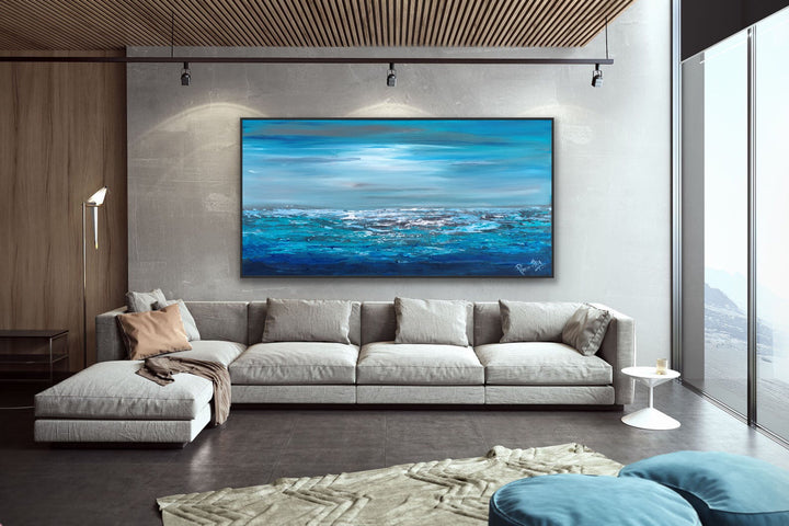 Blue Sea - Custom Art - Original Contemporary Modern Abstract Paintings by Preethi Arts