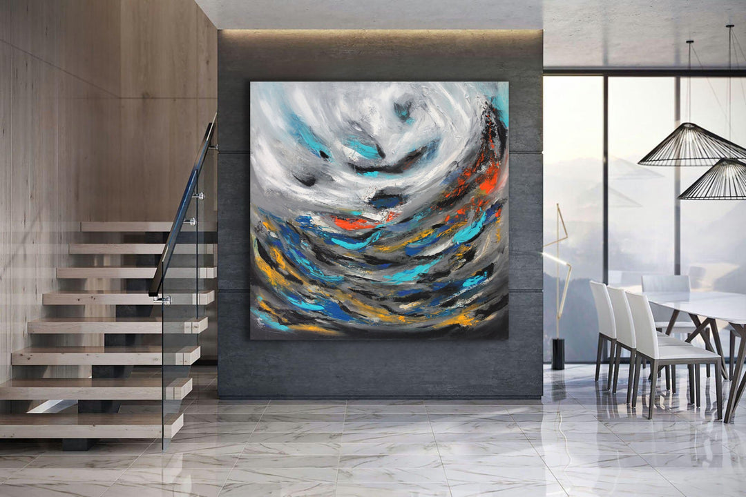 Surfing - Custom Art - Original Contemporary Modern Abstract Paintings by Beach decor, seascape painting, Textured Art, Minimalist Art, Framed art Wall Art, Modern Wall Decor, Large painting, Local Art