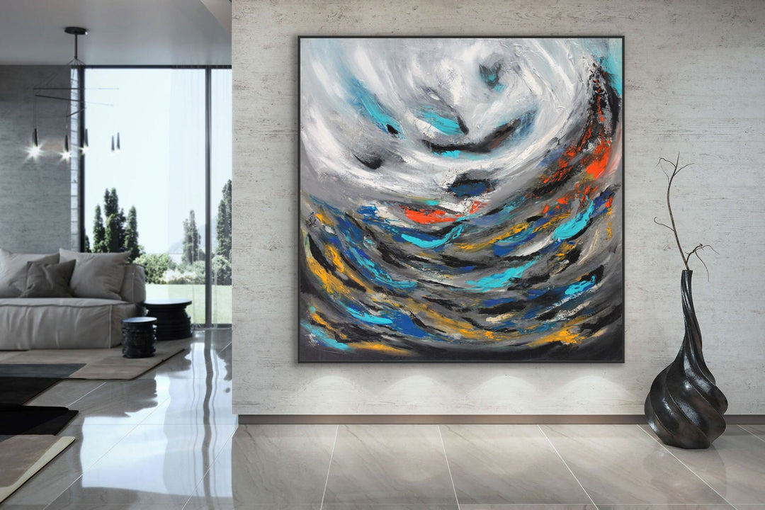 Surfing - Custom Art - Original Contemporary Modern Abstract Paintings by Beach decor, seascape painting, Textured Art, Minimalist Art, Framed art Wall Art, Modern Wall Decor, Large painting, Local Art