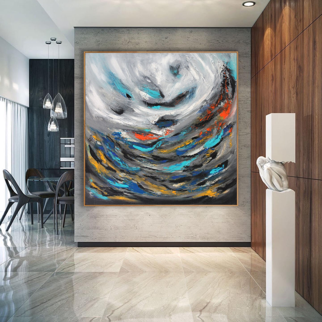 Surfing - Custom Art - Original Contemporary Modern Abstract Paintings by Beach decor, seascape painting, Textured Art, Minimalist Art, Framed art Wall Art, Modern Wall Decor, Large painting, Local Art