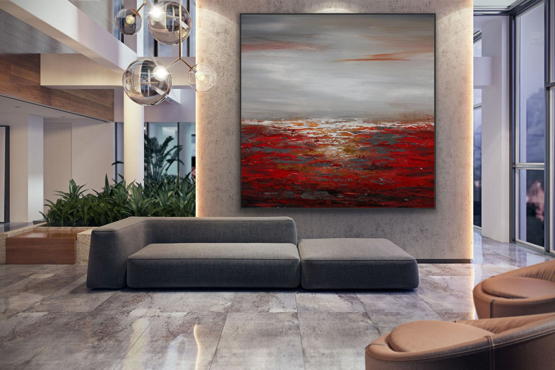 Red Sea - Custom Art - Original Contemporary Modern Abstract Paintings by Beach decor, seascape painting, Textured Art, Minimalist Art, Framed art Wall Art, Modern Wall Decor, Large painting, Local Art