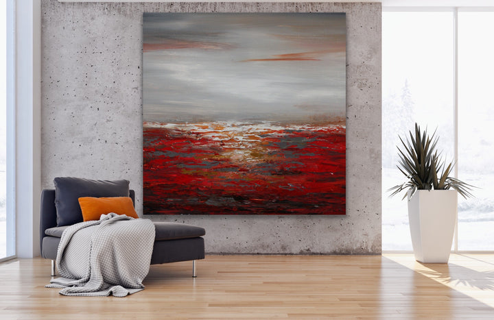 Red Sea - Custom Art - Original Contemporary Modern Abstract Paintings by Beach decor, seascape painting, Textured Art, Minimalist Art, Framed art Wall Art, Modern Wall Decor, Large painting, Local Art