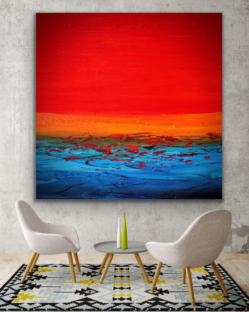 Sunset sea - Custom Art - Original Contemporary Modern Abstract Paintings by Beach decor, seascape painting, Textured Art, Minimalist Art, Framed art Wall Art, Modern Wall Decor, Large painting, Local Art