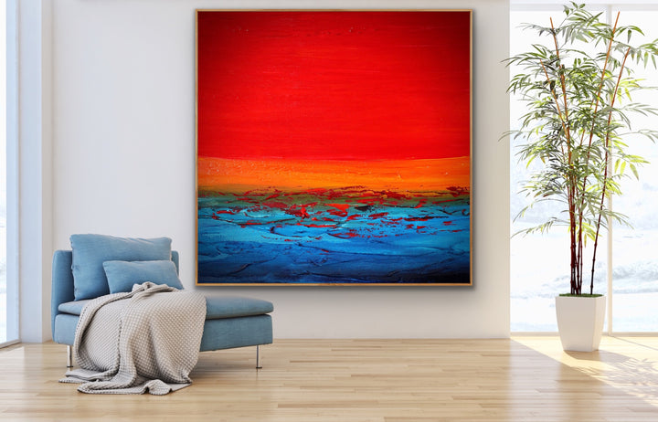 Sunset sea - Custom Art - Original Contemporary Modern Abstract Paintings by Beach decor, seascape painting, Textured Art, Minimalist Art, Framed art Wall Art, Modern Wall Decor, Large painting, Local Art