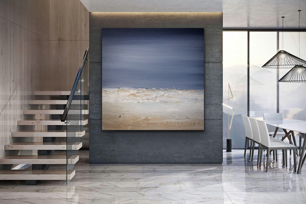 Spacemoon - Custom Art - Original Contemporary Modern Abstract Paintings by Beach decor, seascape painting, Textured Art, Minimalist Art, Framed art Wall Art, Modern Wall Decor, Large painting, Local Art