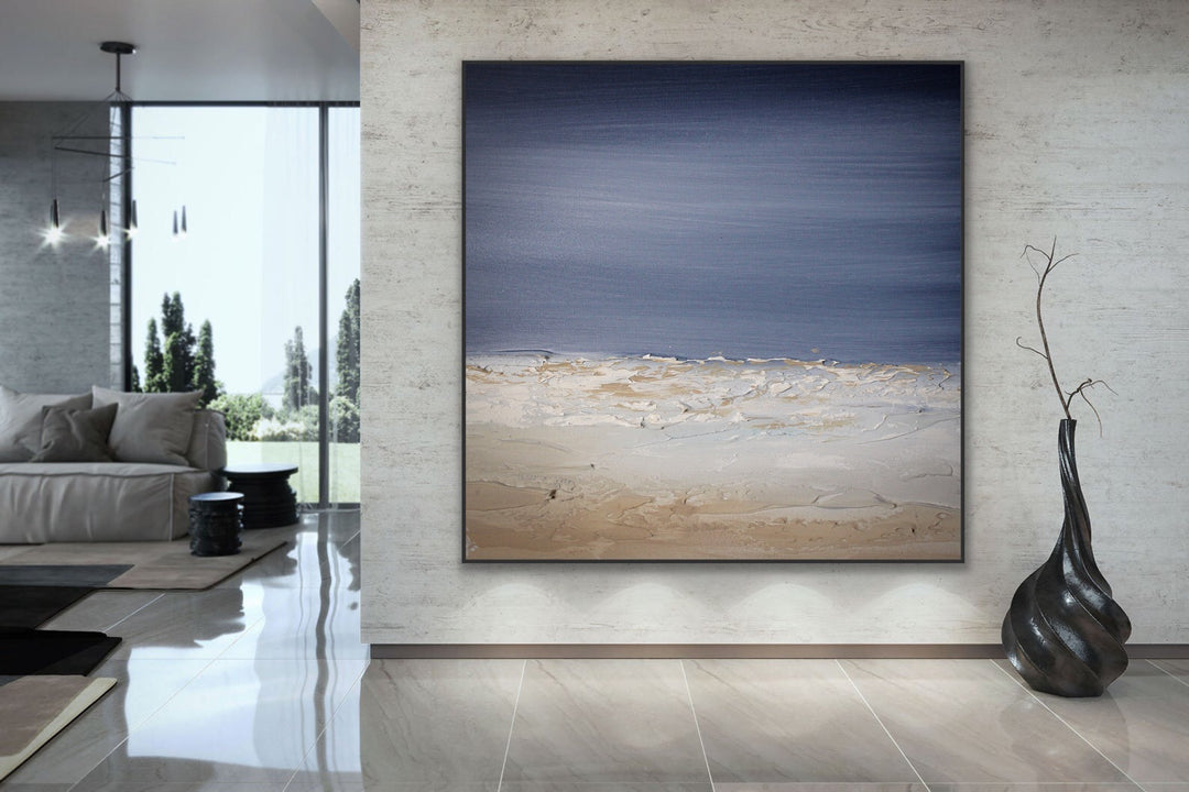 Spacemoon  - Original Contemporary Modern Abstract Paintings by Beach decor, seascape painting, Textured Art, Minimalist Art, Framed art Wall Art, Modern Wall Decor, Large painting, Local Art