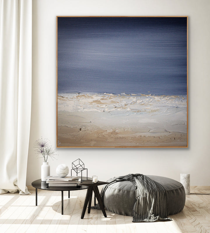 Spacemoon - Custom Art - Original Contemporary Modern Abstract Paintings by Beach decor, seascape painting, Textured Art, Minimalist Art, Framed art Wall Art, Modern Wall Decor, Large painting, Local Art