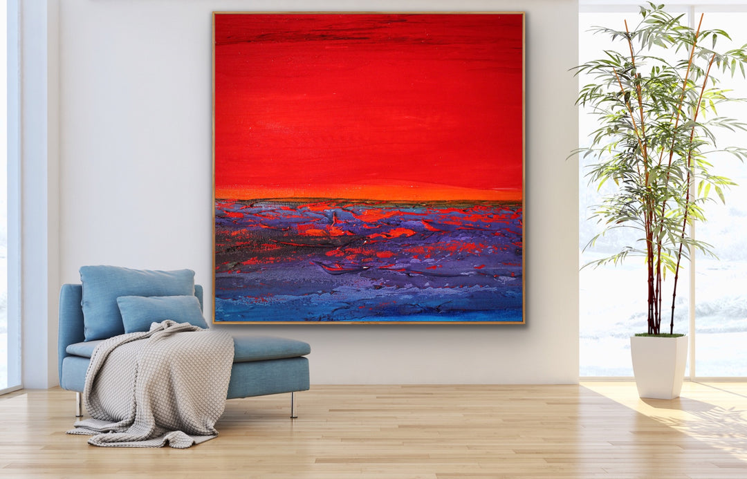 Sunset sea 2  - Original Contemporary Modern Abstract Paintings by Beach decor, seascape painting, Textured Art, Minimalist Art, Framed art Wall Art, Modern Wall Decor, Large painting, Local Art