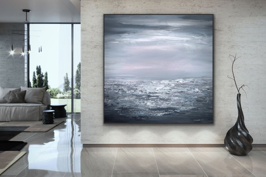 Stormy night  - Original Contemporary Modern Abstract Paintings by Beach decor, seascape painting, Textured Art, Minimalist Art, Framed art Wall Art, Modern Wall Decor, Large painting, Local Art