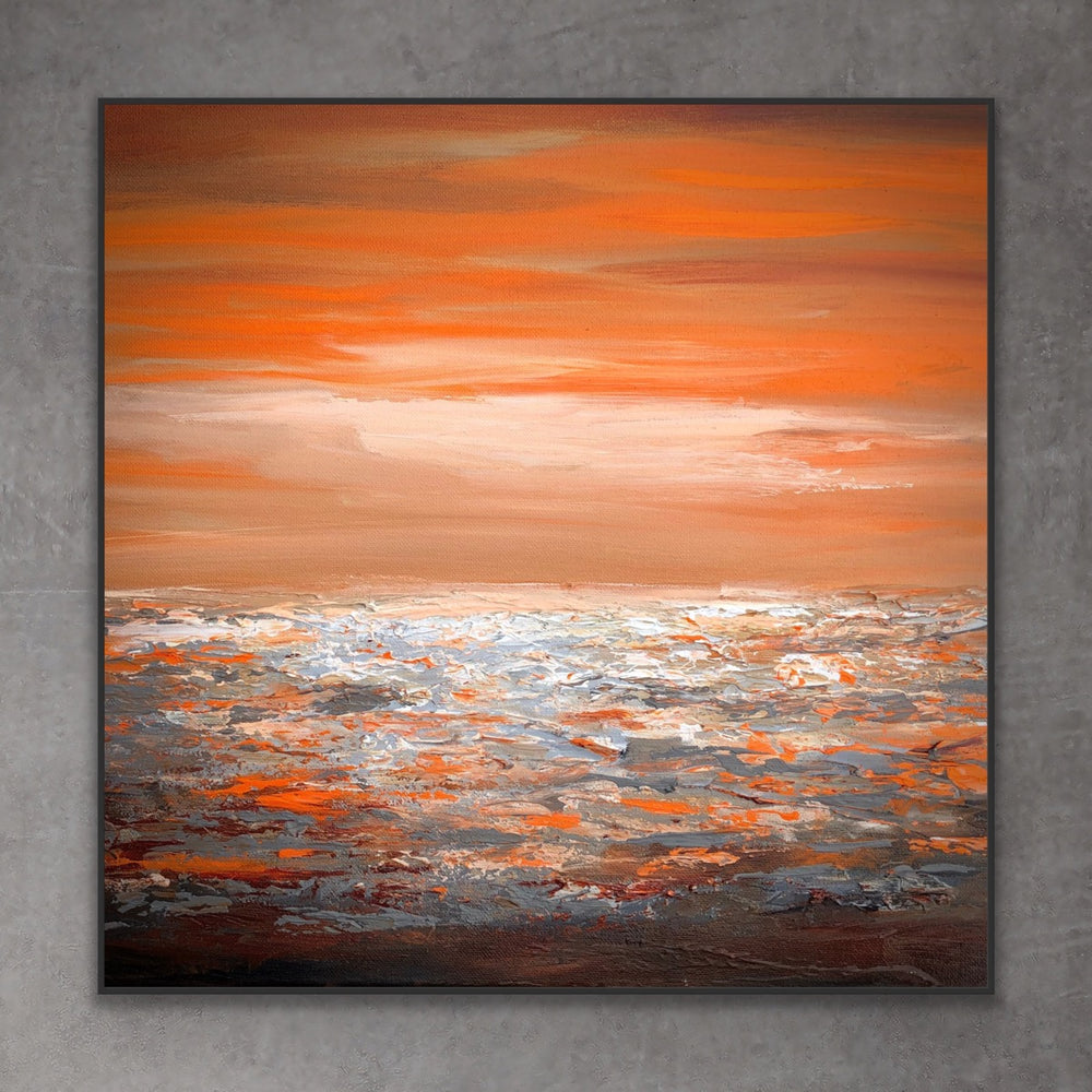 Peachy sky - Custom Art - Original Contemporary Modern Abstract Paintings by Beach decor, seascape painting, Textured Art, Minimalist Art, Framed art Wall Art, Modern Wall Decor, Large painting, Local Art