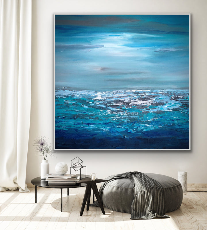 Blue Sea  - Original Contemporary Modern Abstract Paintings by Preethi Arts