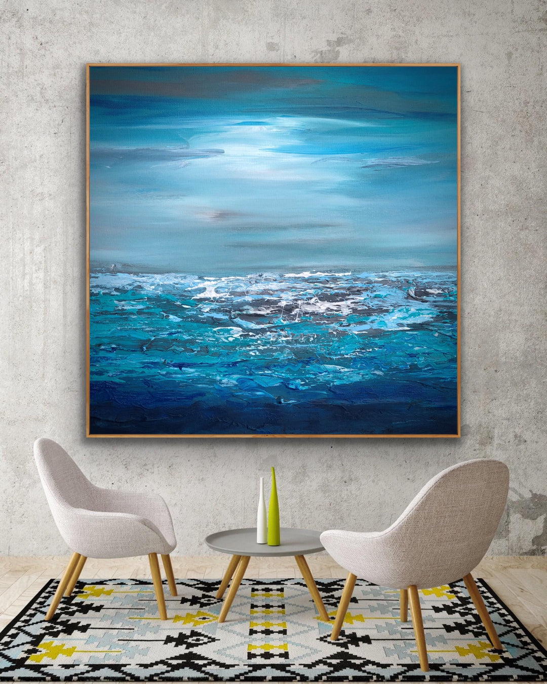 Blue Sea - Custom Art - Original Contemporary Modern Abstract Paintings by Preethi Arts