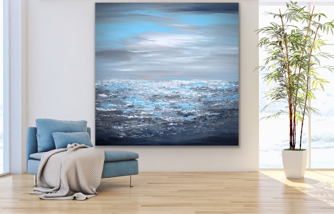 Unforgotten - Custom Art - Original Contemporary Modern Abstract Paintings by Beach decor, seascape painting, Textured Art, Minimalist Art, Framed art Wall Art, Modern Wall Decor, Large painting, Local Art