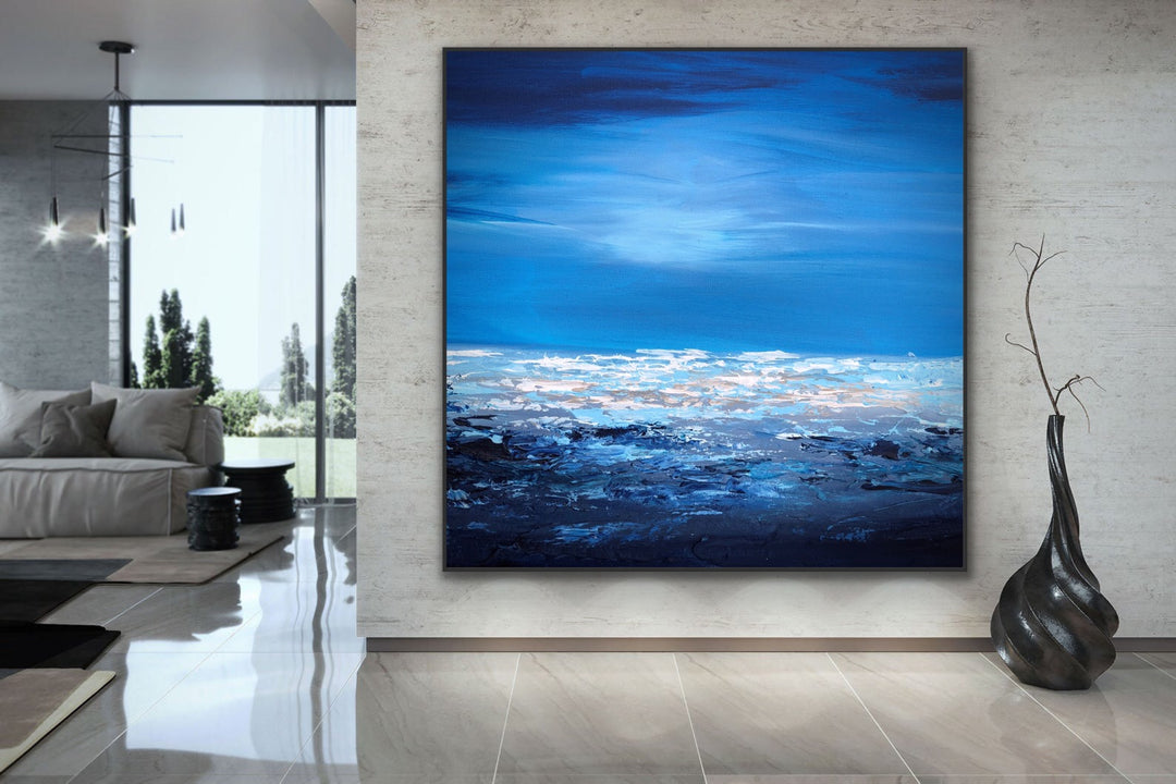 Blue shore - Custom Art - Original Contemporary Modern Abstract Paintings by Preethi Arts