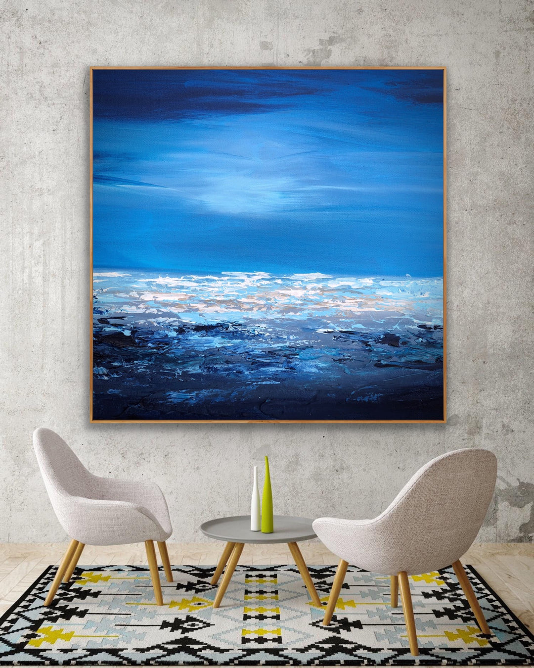 Blue shore - Custom Art - Original Contemporary Modern Abstract Paintings by Preethi Arts