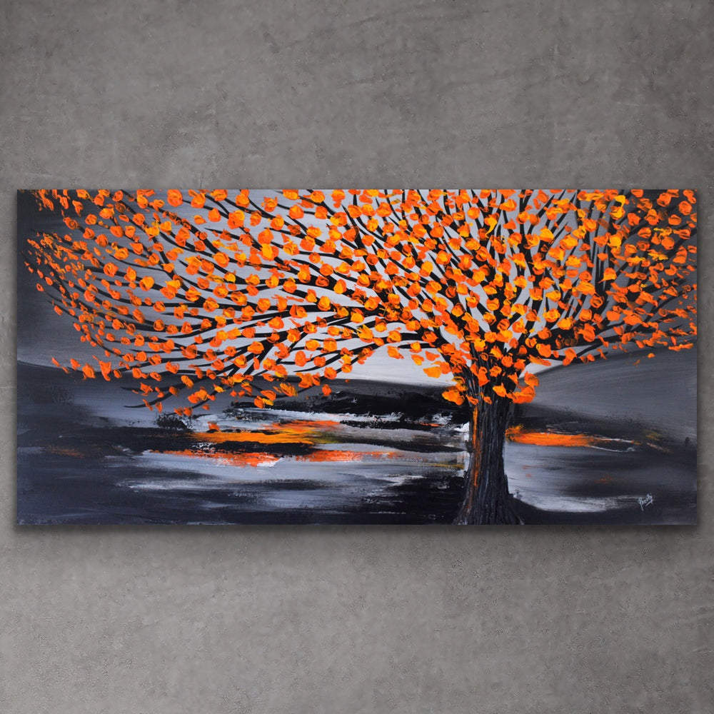 spring time landscape tree textured art - Custom Art - Original Contemporary Modern Abstract Paintings by Preethi Arts