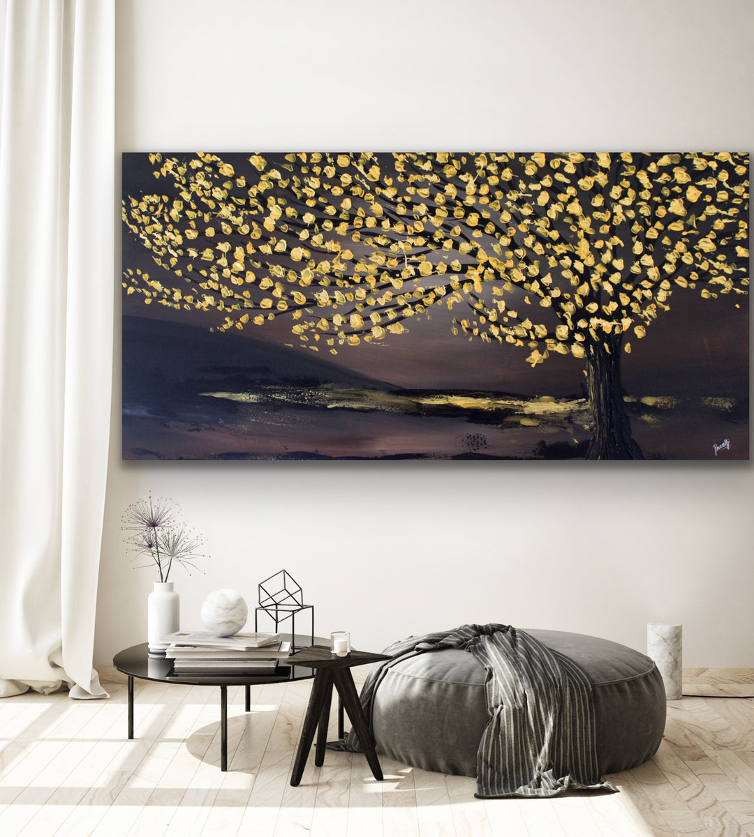 faith tree painting abstract landscape  - Original Contemporary Modern Abstract Paintings by Preethi Arts